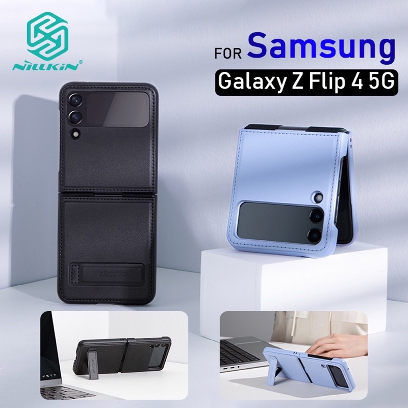 Ốp lưng da Samsung Z Flip 4 5G Nillkin Qin leather case có chân chống dựng（Vegan leather)