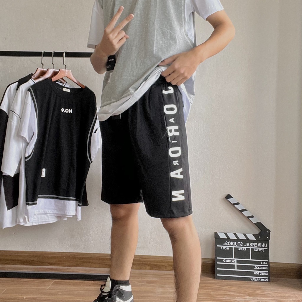 Quần Sooc In chữ Unisex Cho Nam Vải Umi Hàn Đẹp, Chống Nhăn Và Thoáng Mát [LAN]