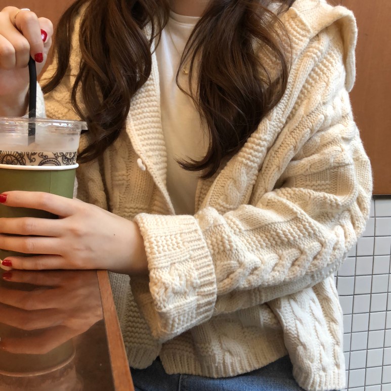 Áo khoác len cardigan tay dài đơn giản phong cách retro hàn quốc thời trang cho nữ