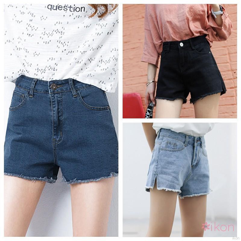Quần short denim lưng cao dáng rộng phong cách thời trang cho nữ