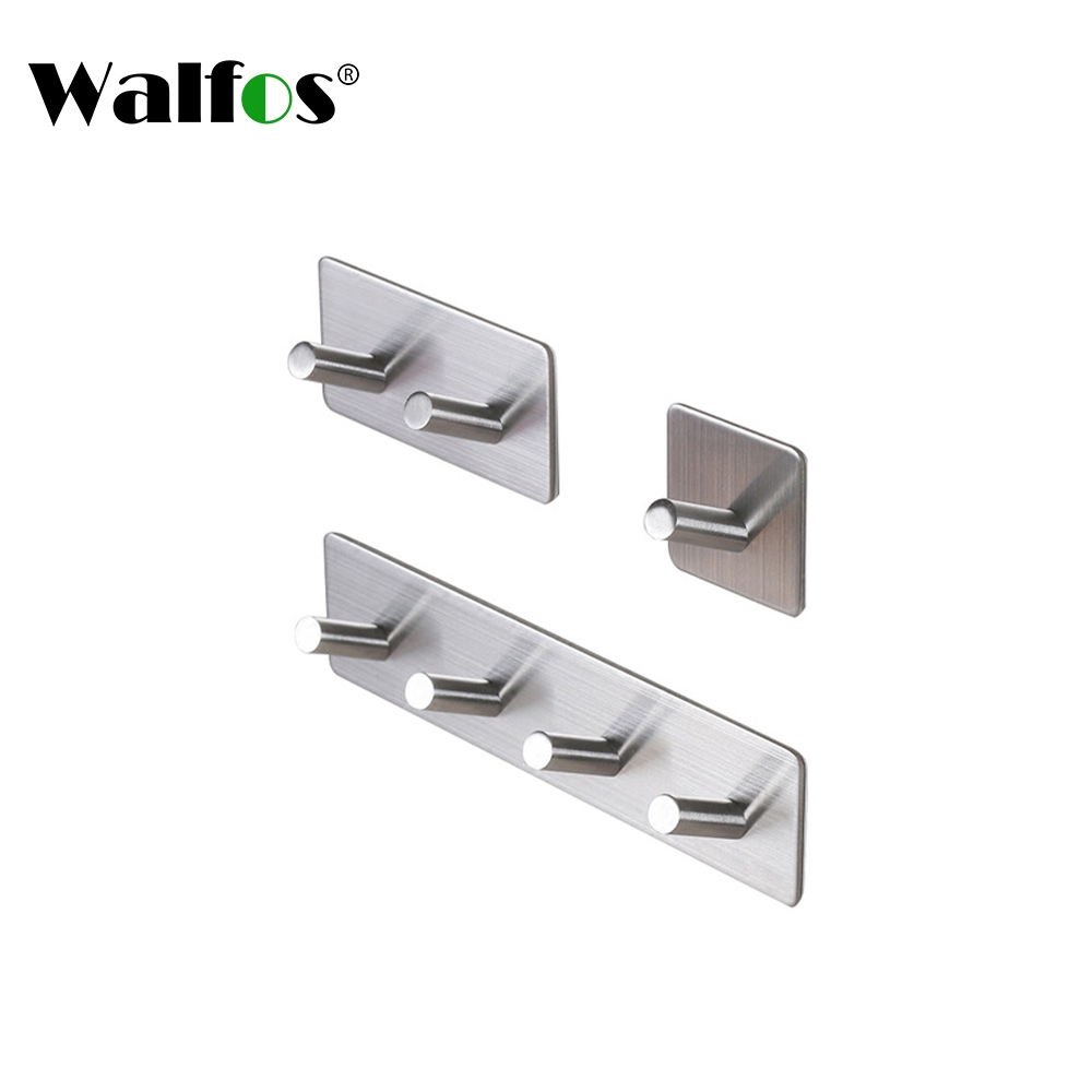Móc treo đồ WALFOS gắn tường bằng thép không gỉ có miếng dán 3m thích hợp cho nhà bếp/ phòng tắm