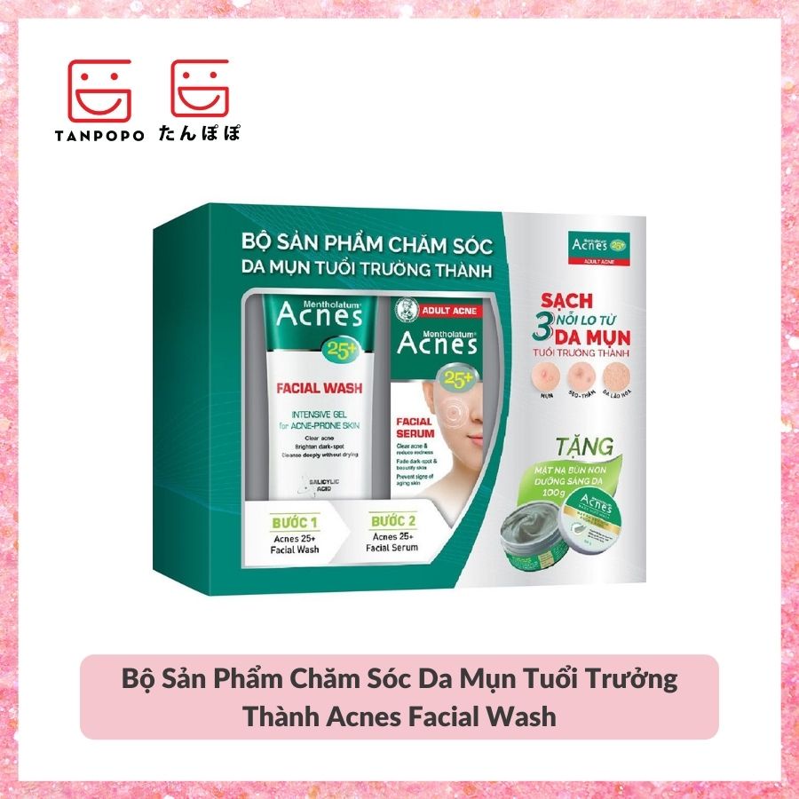 [Có sẵn] Bộ Sản Phẩm Chăm Sóc Da Mụn Tuổi Trưởng Thành Acnes Facial Wash