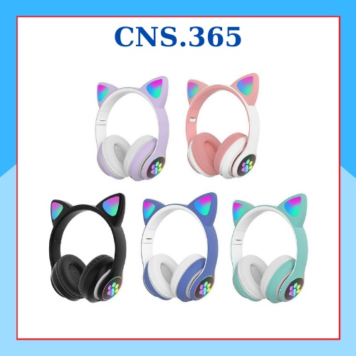 Tai Nghe Mèo STN-28 Kết Nối Bluetooth Chụp Tai, Headphone Tai Mèo Dễ Thương Có Mic, Âm Bass Mạnh Mẽ