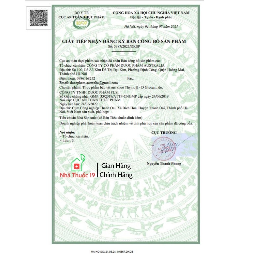 Tăng Cường Đề Kháng Thymo B-D Glucan Ống 10ml - Bổ Sung Vitamin Dưỡng Chất, Giảm Nguy Cơ Viêm Đường Hô Hấp (Hộp 20 ống)