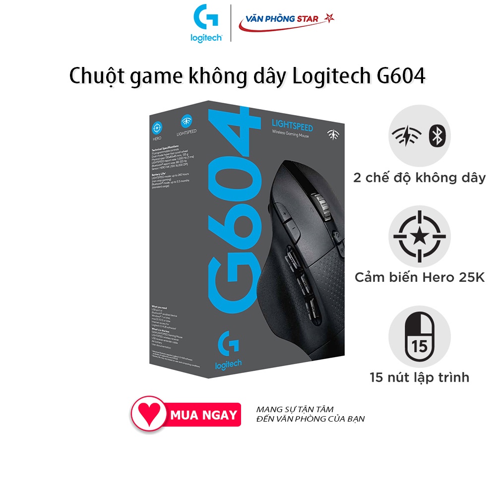 Chuột Logitech G604 Hero Lightspeed Wireless cảm biến hero 16k kết nối wireless, bluetooth chính hãng tại vanphongstar