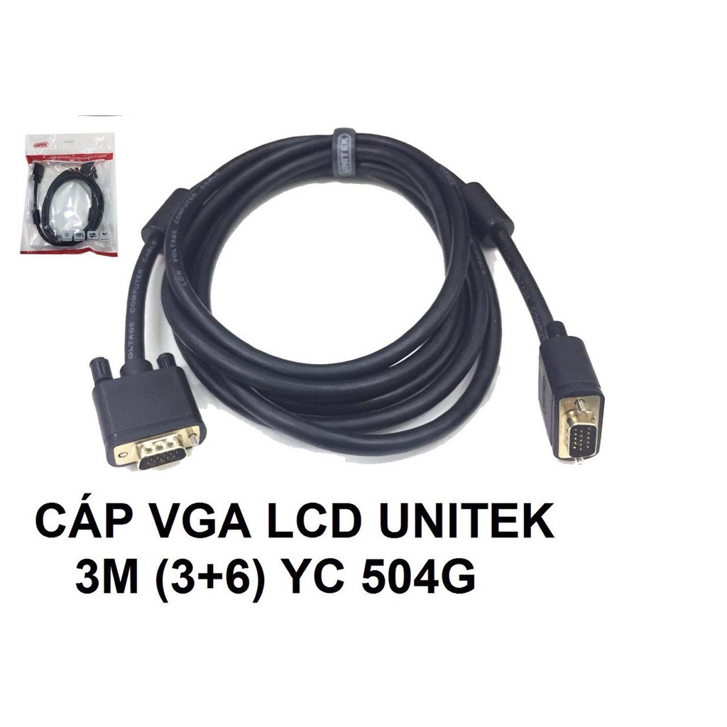 Cáp màn hình LCD cổng Vga chuẩn 3+6 Unitek từ 1m đến 60m,1m YC 511G, 1.5m YC 503G, 3m YC 504G , 5m YC 505G, 10m YC 506G