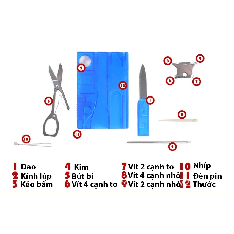 Bộ Dụng Cụ Đa Năng Bỏ Túi 13 Món Trong 1 GALANO Bộ Dụng Cụ Sửa Chữa Nhỏ Gọn Như Thẻ ATM HG-001119