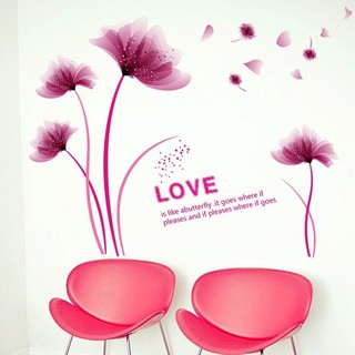 Decal dán tường  Hoa pha lê tím hồng