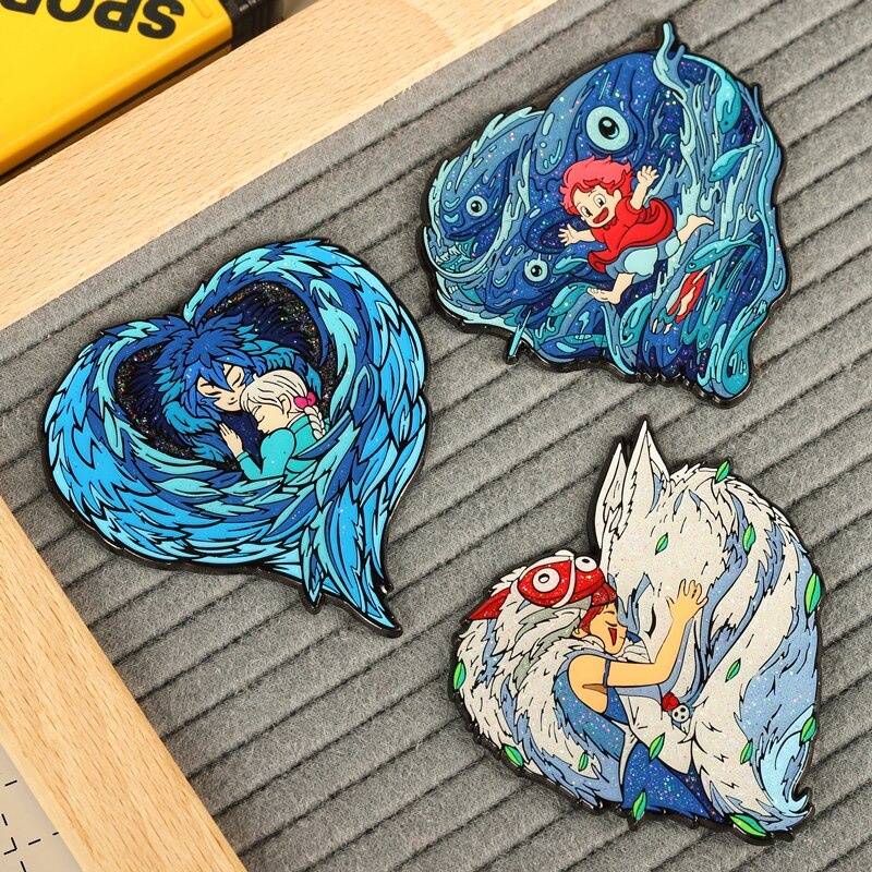 Pin cài áo nhân vật anime Ghibli Studio Howl's moving catsle Mononoke Hime Ponyo - GC318