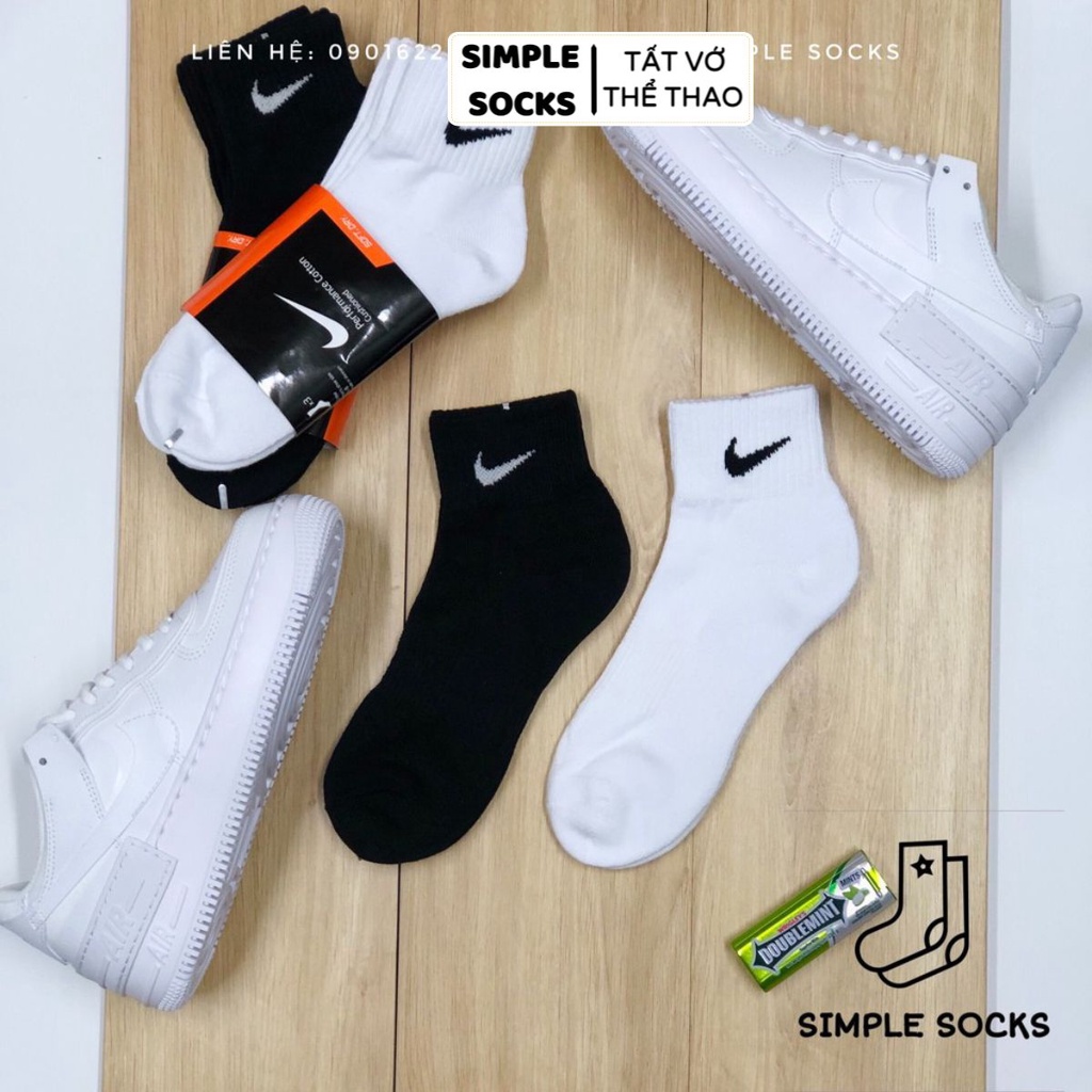 Vớ Nike Cổ Lửng 💖FREESHIP💖 Tất Nam Nữ Unisex Chính Hãng - Chất Dày Dặn Cao Cấp Chống Hôi Chân - Đen Trắng Xám