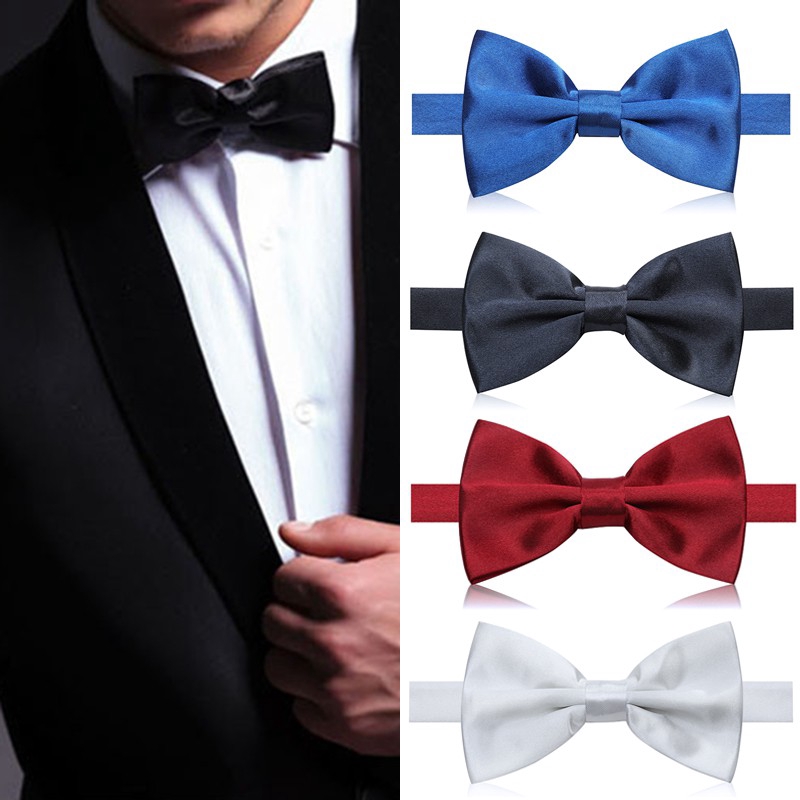 Nơ đeo cổ màu trơn kiểu dáng thanh lịch cho nam