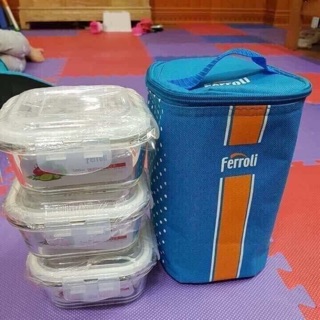 1 Bộ 3 hộp cơm thủy tinh Ferroli