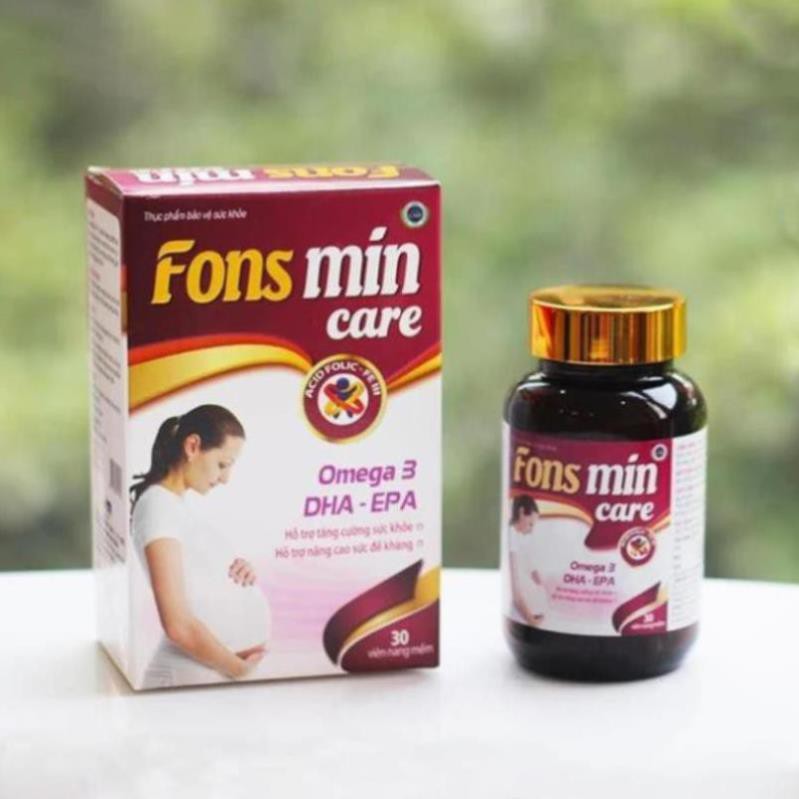 Viên uống cho bà bầu Fons Mincare - hộp 30 viên giúp bổ sung DHA, EPA, Vitamin và khoáng chất cho mẹ Chính Hãng