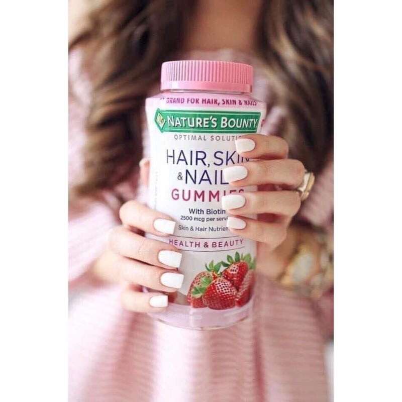 Kẹo đẹp da móng tóc 2500mcg Nature’s Bounty Dâu