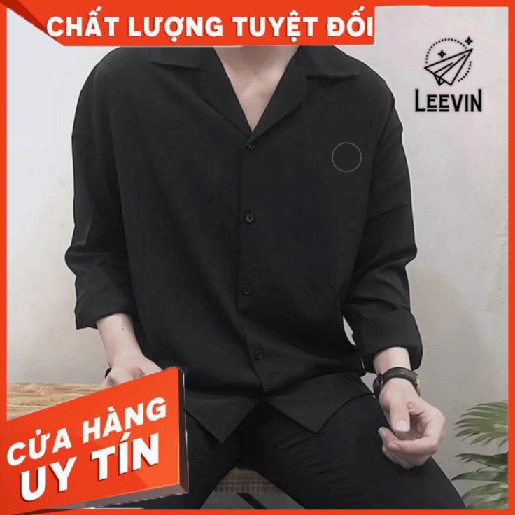 Áo sơ mi nam nữ DÀI TAY CỔ VEST Unisex TRƠN màu trắng đen vải cotton lụa mềm - Kiểu sơ mi nam tay dài Leevin Store - Hàn