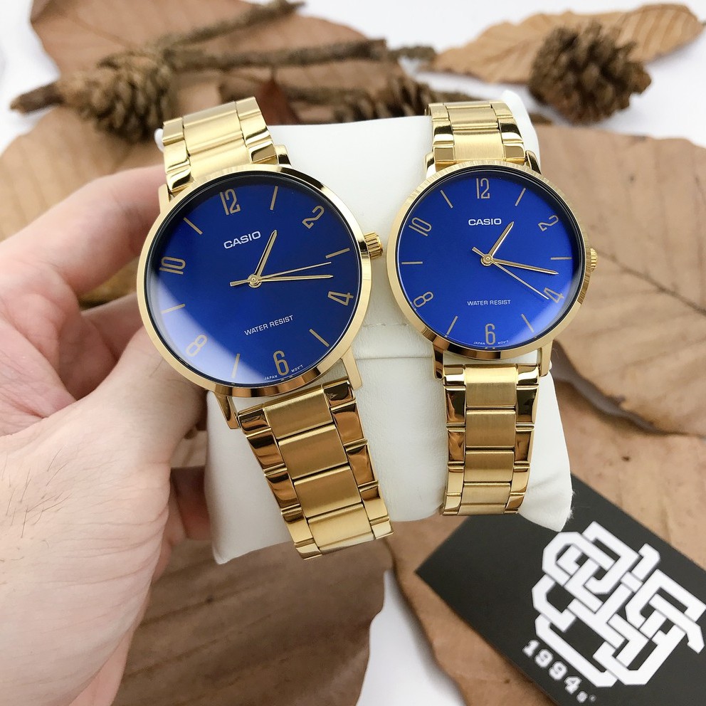 Đồng hồ cặp Casio MTP-VT01G-2B2 / LTP-VT01G-2B dây thép không gỉ, chống nước, hàng chính hãng
