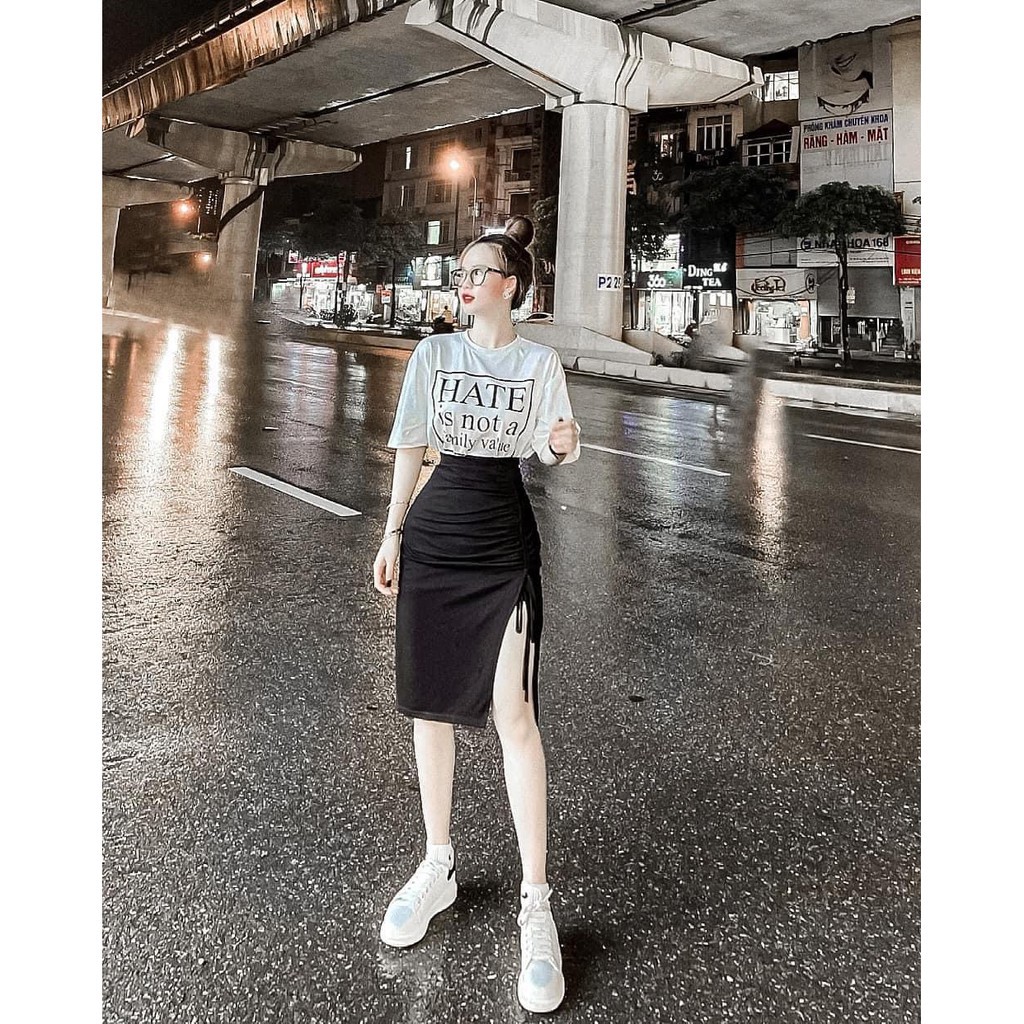 Áo Thun Nữ Chữ Hate is not Family Freesize từ 40-55kg