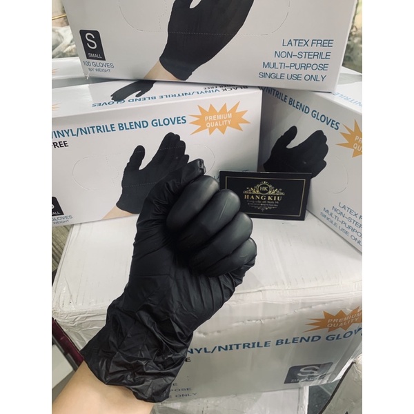 [HANG KIU] GANG TAY CAO SU ĐEN Y TẾ KHÔNG BỘT HỘP 100 chiếc