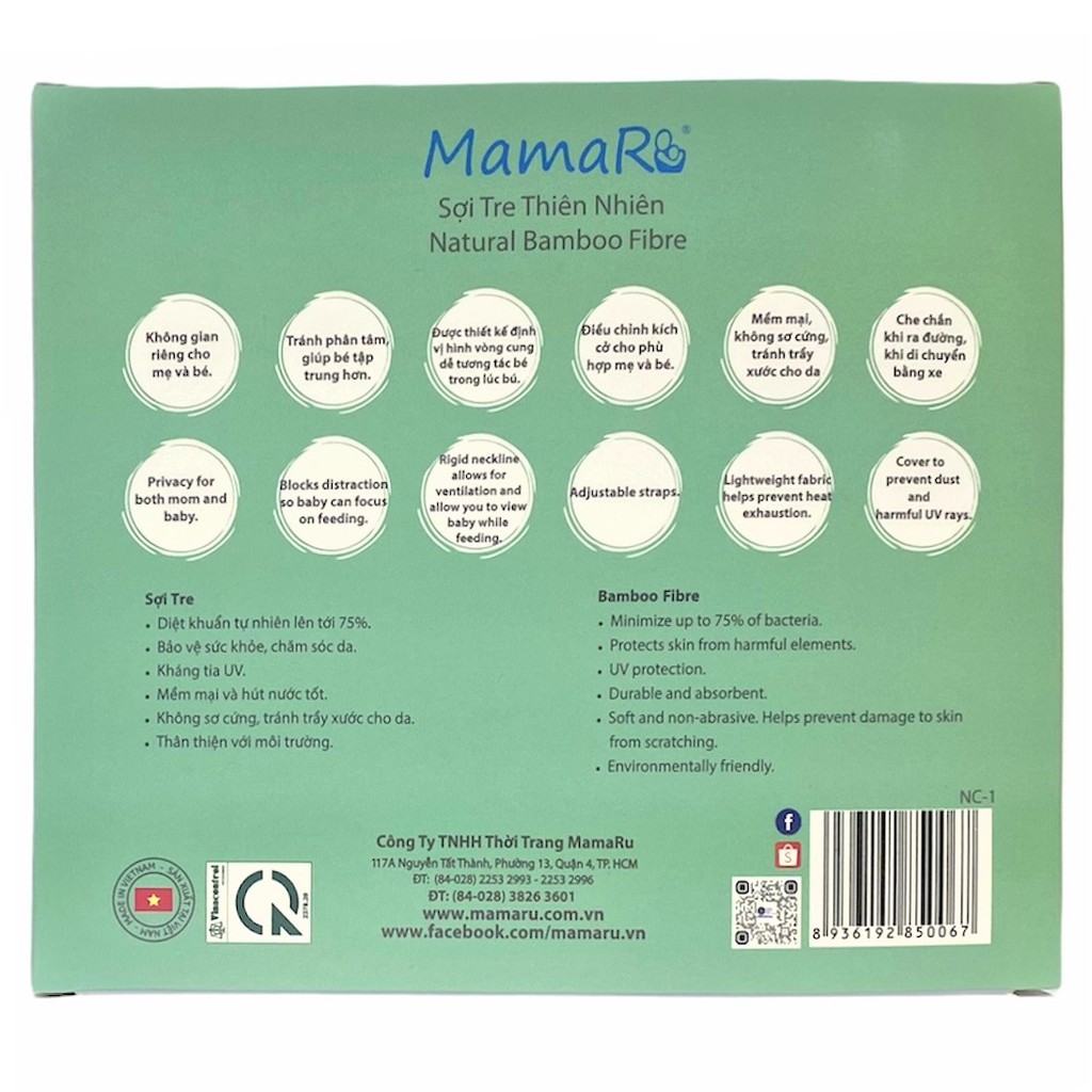 Khăn che bú vải sợi tre cho bé Mamaru MA-CB01