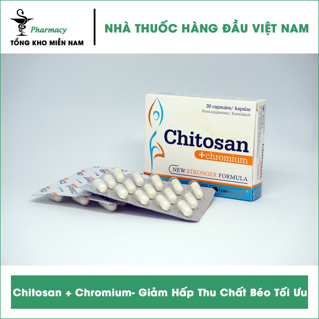 Viên Uống Giảm Cân Chitosan + Chromium - Hỗ Trợ Giảm Hấp Thu Chất Béo Tối Ưu - Hộp 30 Viên