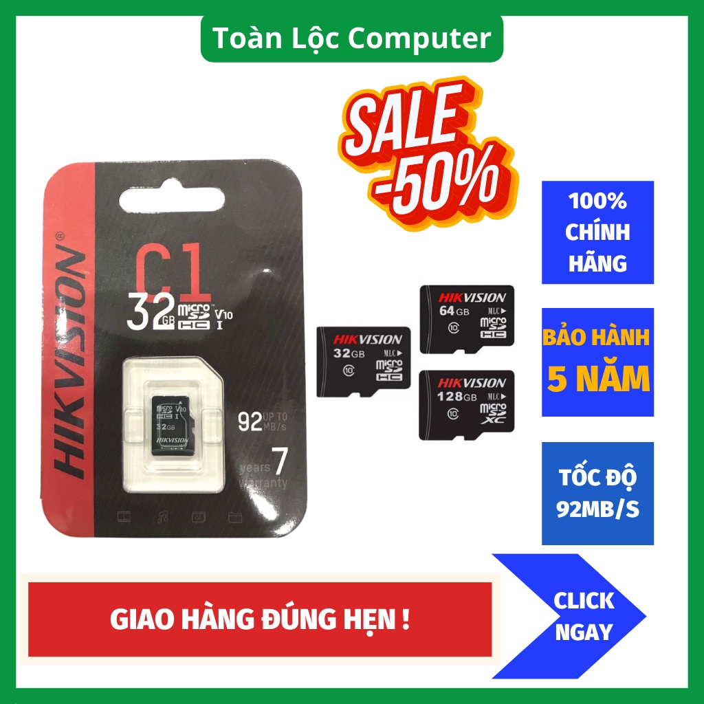 Thẻ Nhớ 32GB 64GB 128GB HIKVISION CLASS 10 micro sd cho điện thoại máy ảnh chính hãng bảo hành 5 năm