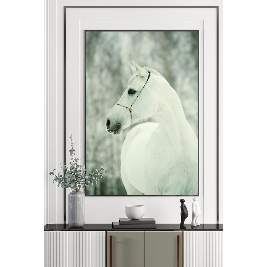 Tranh 2 bức ngựa phong thuỷ cao cấp trang trí phòng khách phòng ngủ khách sạn kèm khung - Melyhome Decor