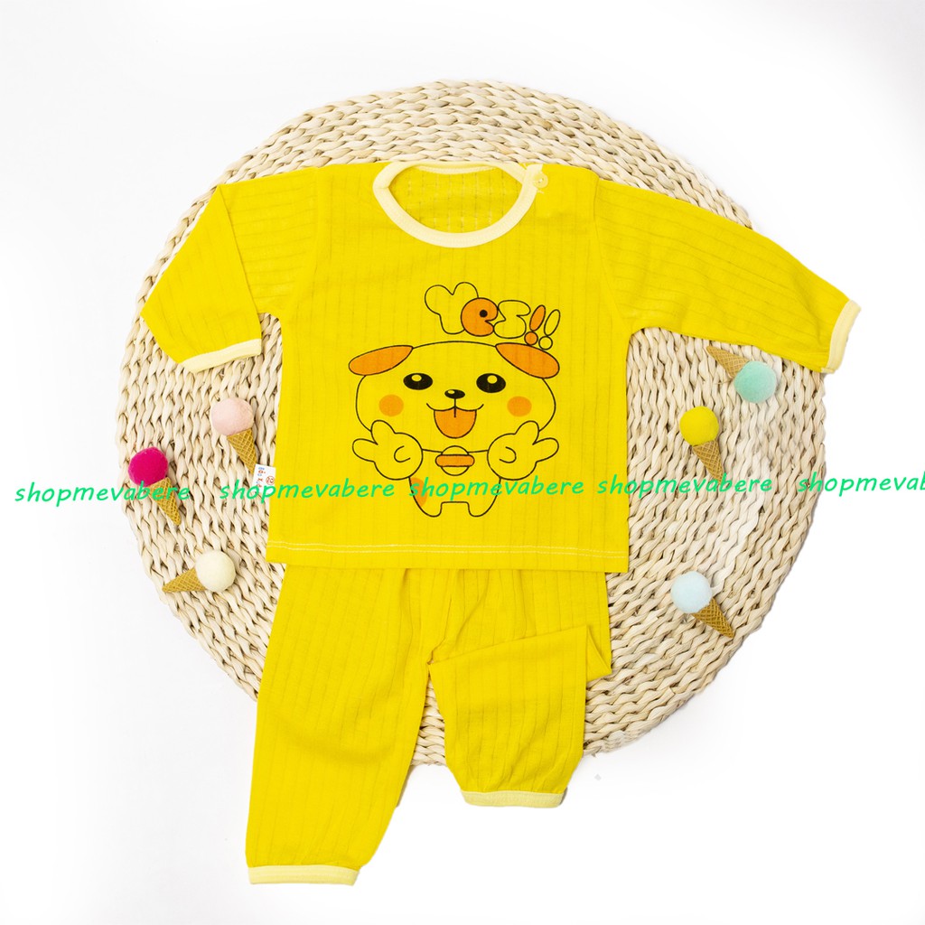 Bộ dài tay cotton tre nhiều màu cho bé trai, bé gái sơ sinh 3-13kg, cài cúc vai hàng đẹp - 𝐁𝐎𝟔𝟐