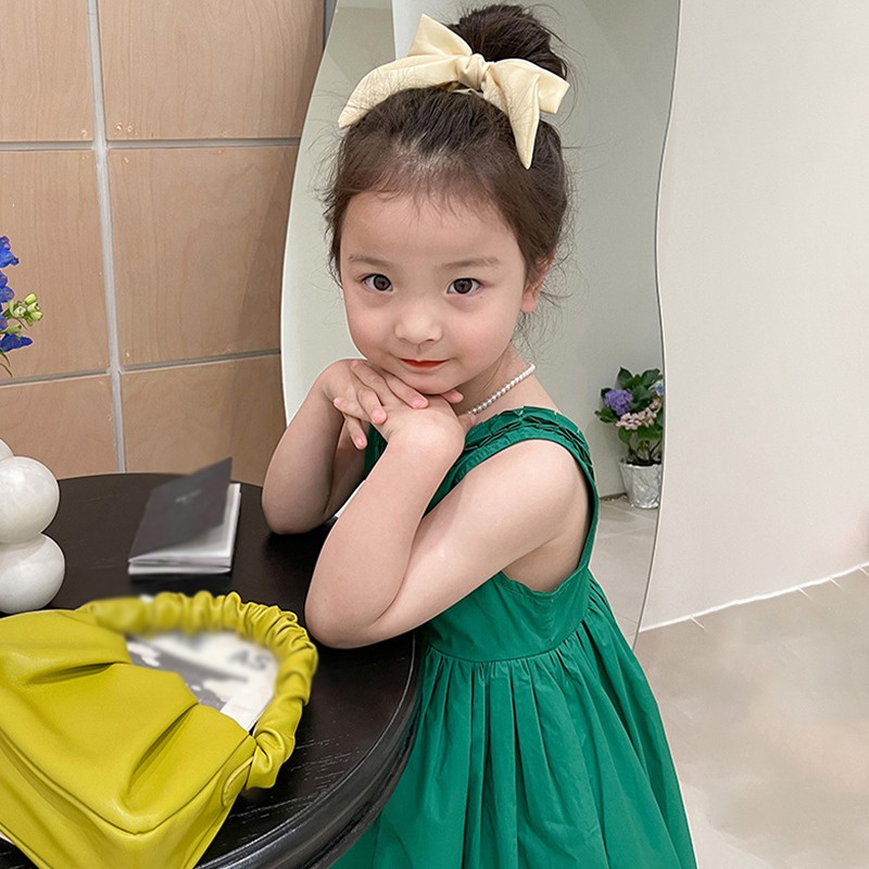 Đầm Công Chúa Không Tay Cổ Tròn Phong Cách Hàn Quốc Thời Trang Mùa Hè Cho Bé Gái