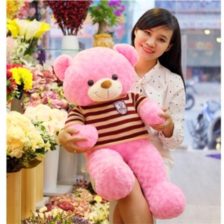 Gấu Teddy áo len (Hình Thật) size 1m màu hồng
