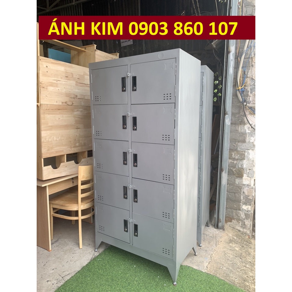 Tủ hồ sơ locker sắt 8 ngăn 10 ngăn có khóa riêng đựng hồ sơ văn phòng y hình dày dặn giá rẻ hcm