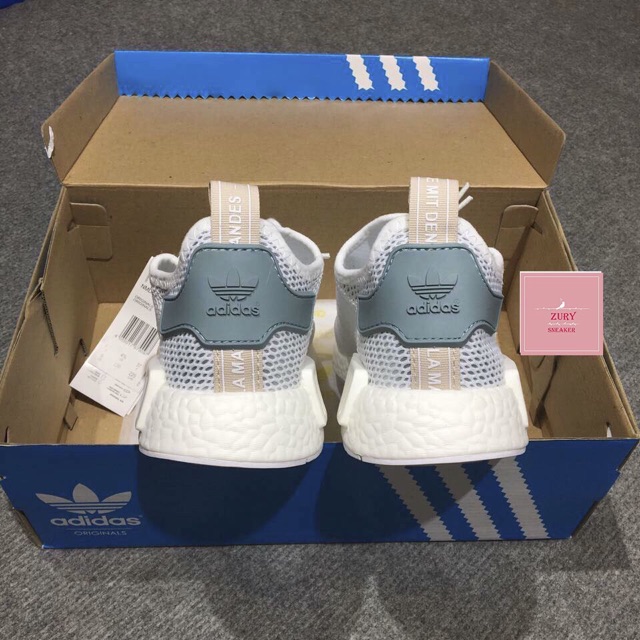 [ODER 4 ngày ]Giày Thể Thao Adidas NMD R1 Tactile Trắng Gót Xanh