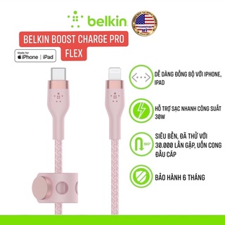 Dây Sạc-Cáp Sạc Nhanh Belkin Flex/Pro Flex Bọc Dù Chính Hãng | PD-30W | No Box