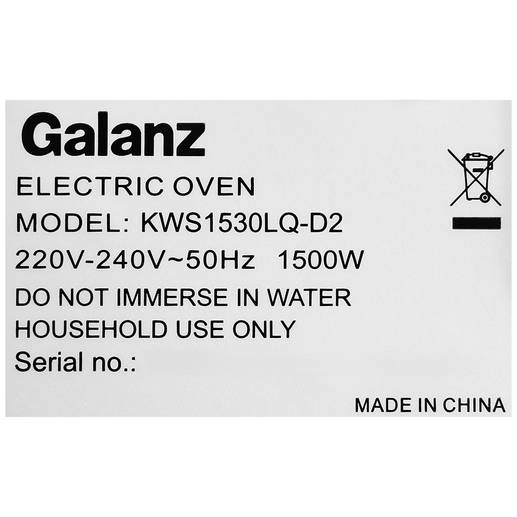 [Mã ELHADEV giảm 4% đơn 300K] Lò nướng Galanz KWS1530LQ-D2 30 lít