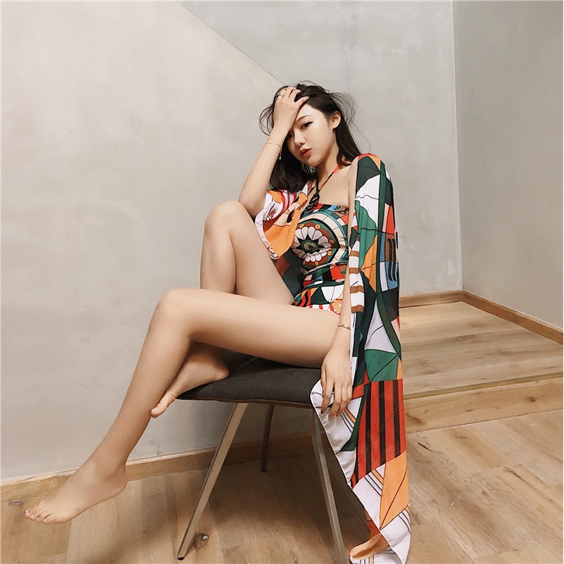 Bộ đồ bơi bikinin nữ liền thân tôn giáng  kèm khăn choàng - Đồ bơi đi biển