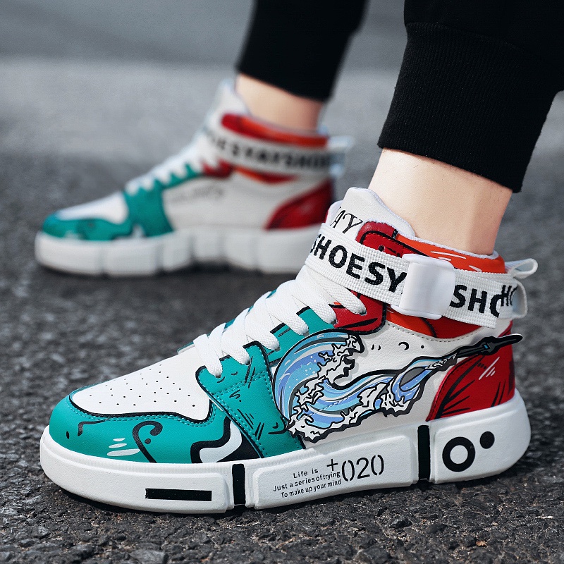 Giày thể thao nam in họa tiết hoạt hình Demon Slayer Tanjirou Kimetsu no Yaiba size 31~44