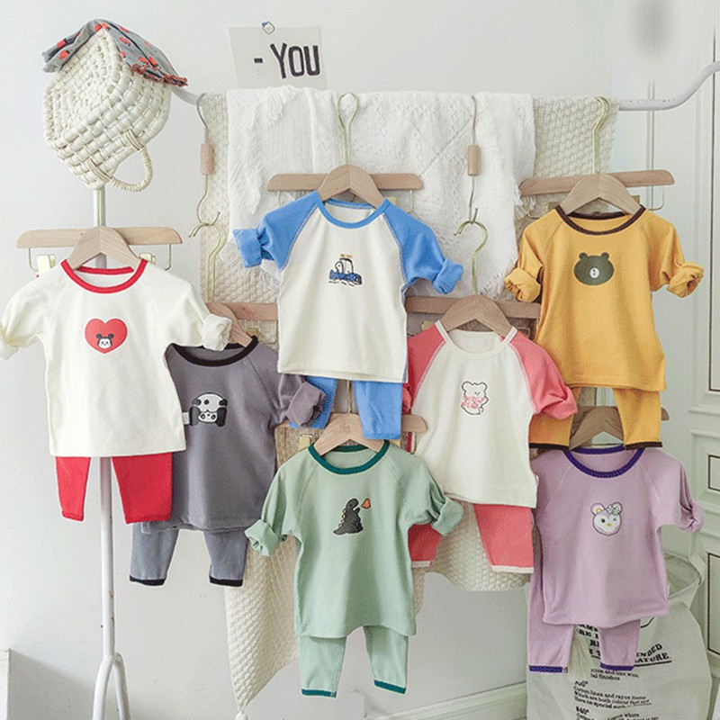 Bộ đồ mặc nhà eo cao họa tiết hoạt hình đáng yêu thoải mái cho bé