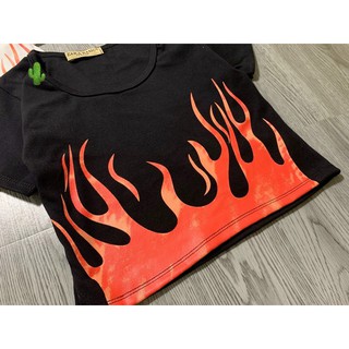 Áo thun croptop in hình ngọn lửa rực lửa TTPK0042