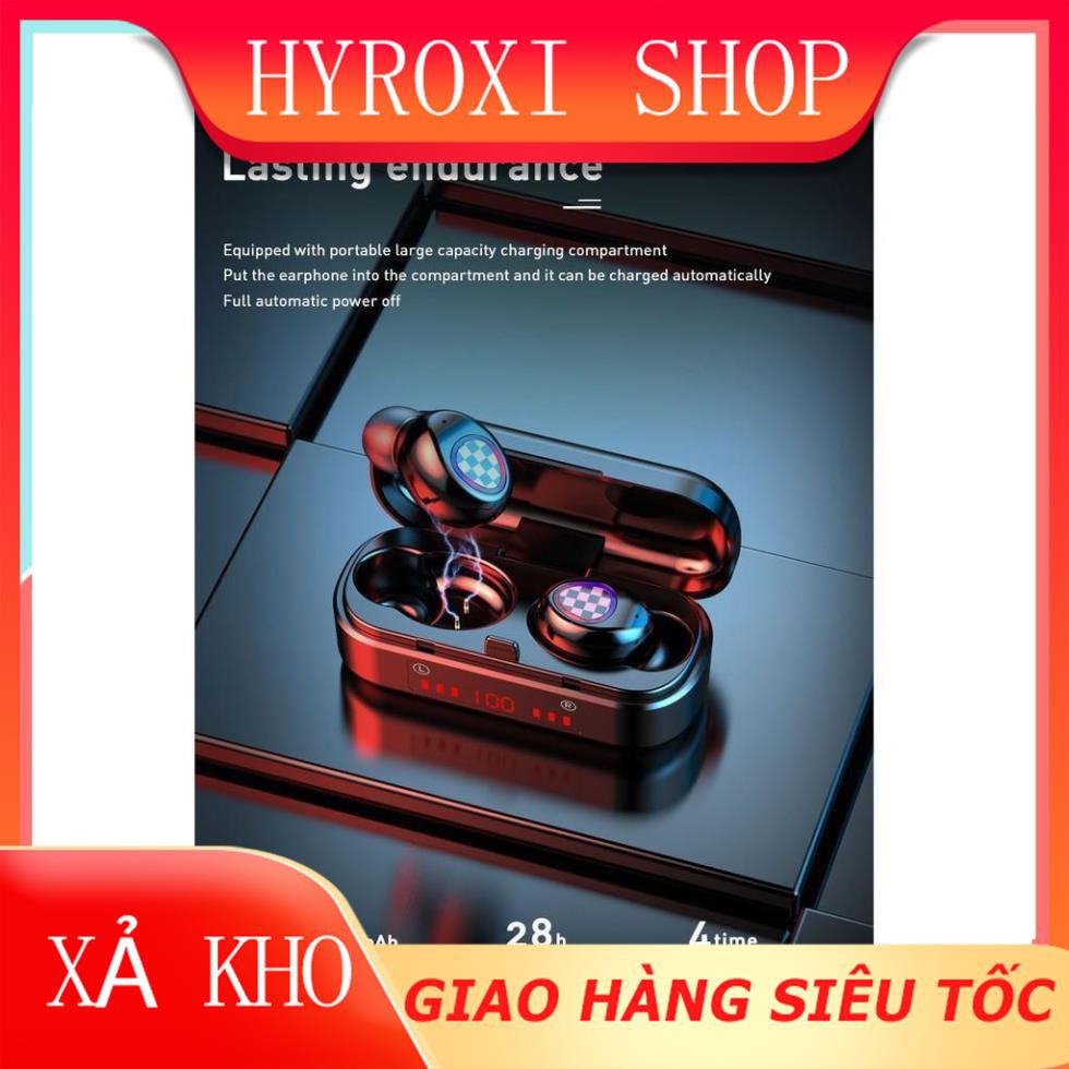 Tai Nghe Bluetooth TWS 5.0 Truewireless 9D màn hình led tích hợp Micro kháng nước tặng kèm hộp sạc mã M8 HYROXISHOP