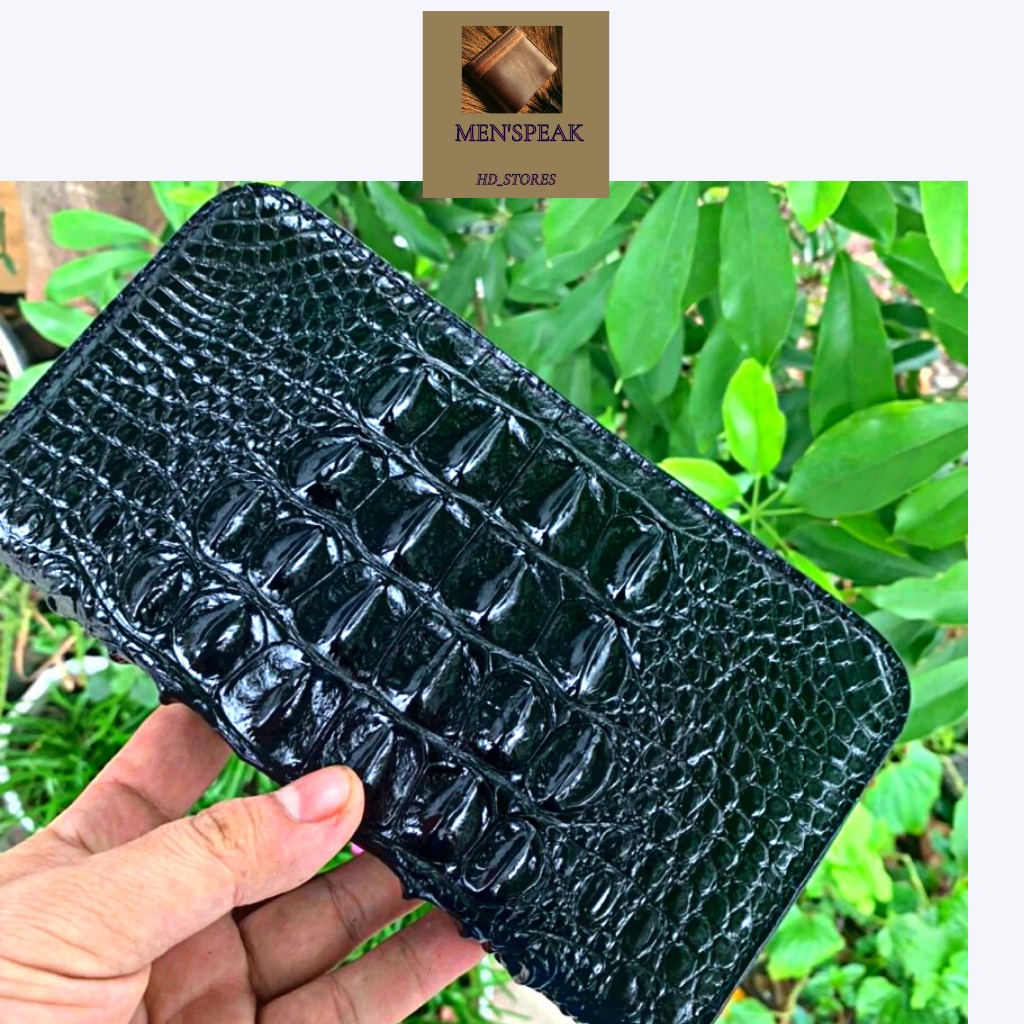 Ví da cá sấu nam, ví cầm tay  da cá sấu 1 khóa.