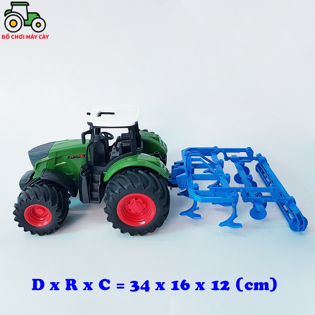 Máy kéo 210 HP_Bánh rộng + Dàn cày, xe máy cày đồ chơi, xe nông trại, MK14BRDC