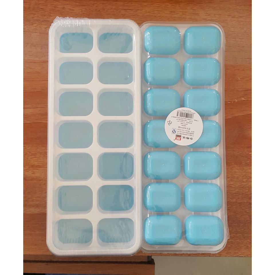 Khay đá silicon có nắp đậy Vỉ Làm Đá Silicon Có Nắp Tránh Mùi Tủ Lạnh Khay Trữ Đông Đồ Ăn Dặm