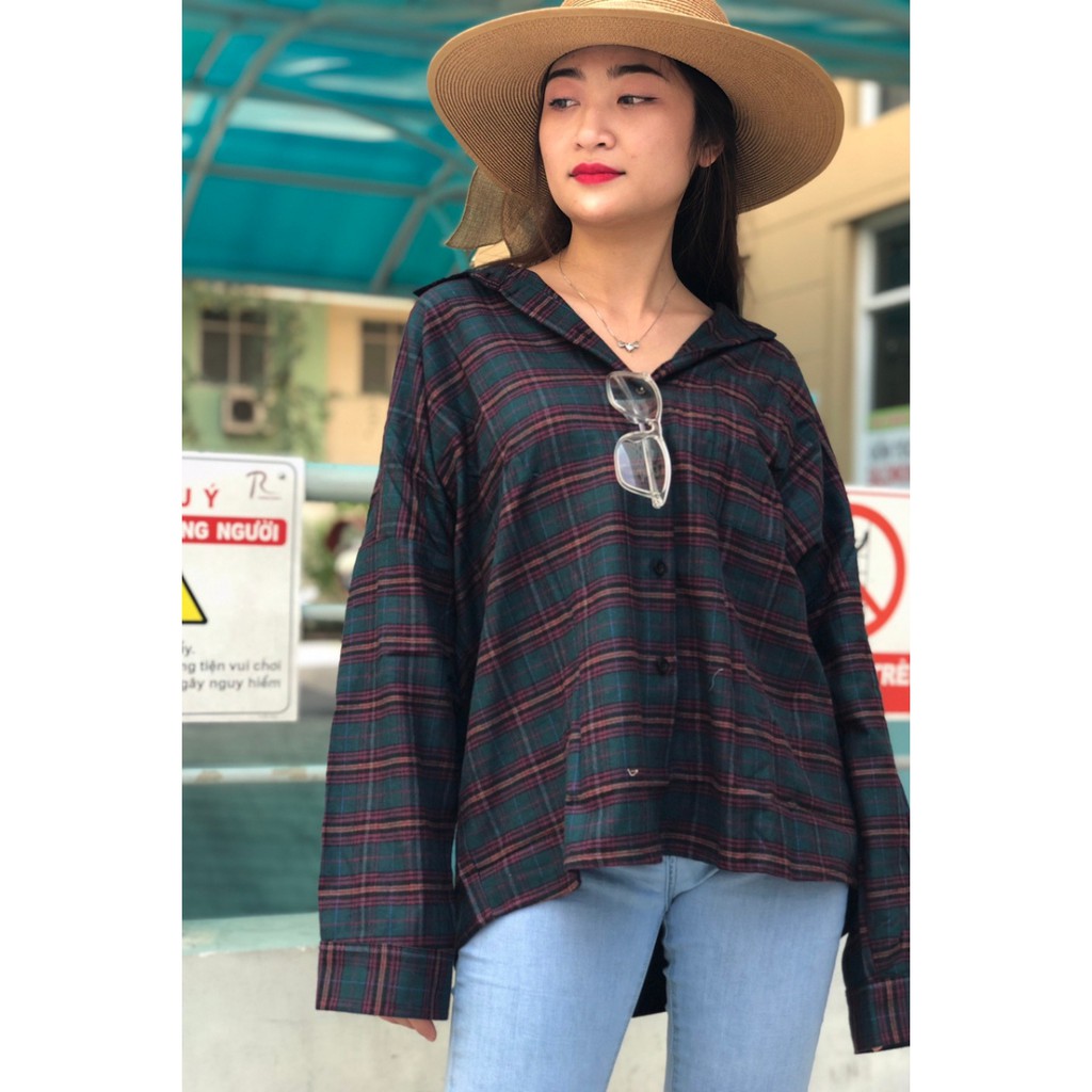 ÁO SƠ MI CARO ĐỎ TÍM