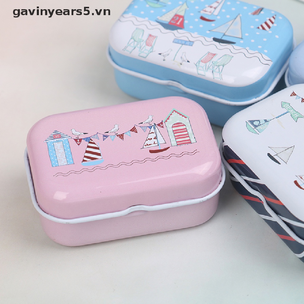 [gavin] Hộp Thiếc Mini Hình Chữ Nhật Đựng Trang Sức / Đồng Xu / Đi Biển
