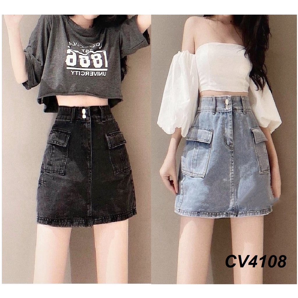 Chân váy jeans dáng A túi hộp CV4108