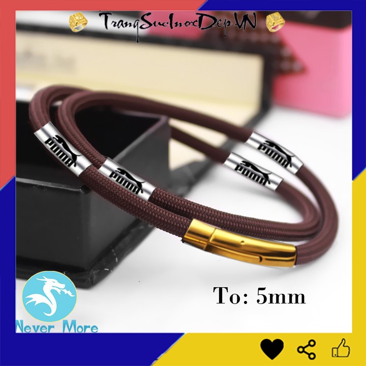 Dây chuyền dù thái màu nâu 5 ly khóa vàng bọc khoen inox khăc kí hiệu P thể hiện đẳng cấp phái mạnh