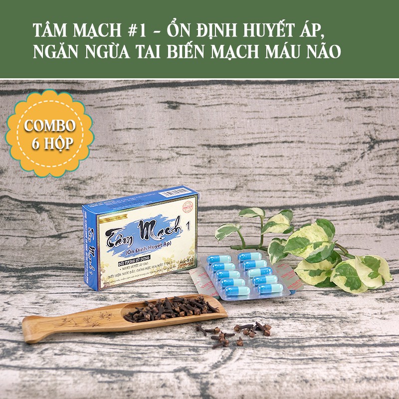 [ cao cấp ] Combo 6 hộp Viên uống Tâm Mạch #1 - Hỗ trợ điều trị cao huyết áp