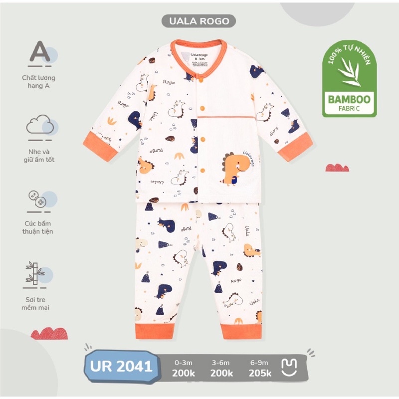 Bộ dài sơ sinh bamboo Ualarogo 2041