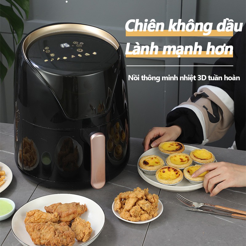 Nồi chiên không cỡ 6 lít hiệu Mizi bếp chiên không khí chống dính nướng cánh gà khoai tây chiên tuần hoàn nhiệt BE500B-1