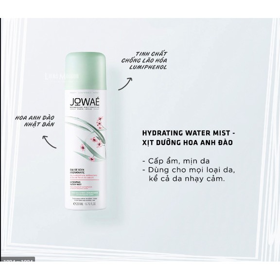 XỊT KHOÁNG JOWAE HYDRATING WATER MIST DƯỠNG ẨM, ĐẸP DA 200ML NỘI ĐỊA PHÁP