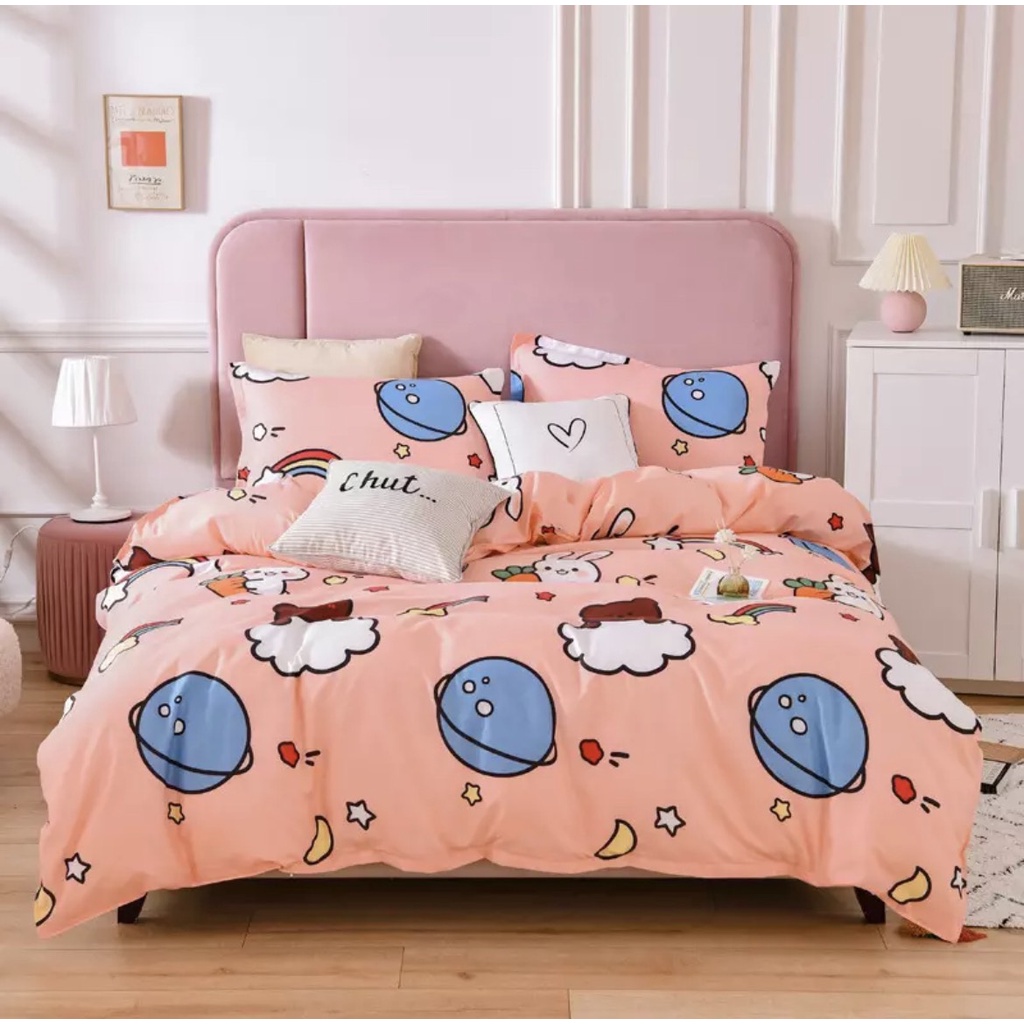 Bộ chăn ga gối , coton poly Emmibedding họa tiết mới đáng yêu đủ size miễn phí bo chun
